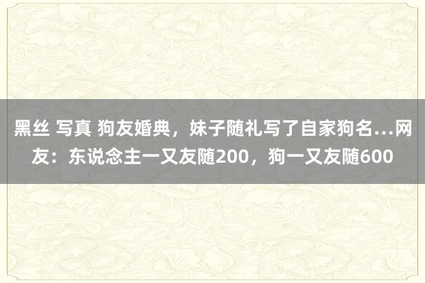 黑丝 写真 狗友婚典，妹子随礼写了自家狗名…网友：东说念主一又友随200，狗一又友随600