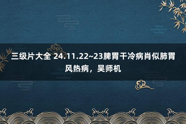 三级片大全 24.11.22~23脾胃干冷病肖似肺胃风热病，吴师机
